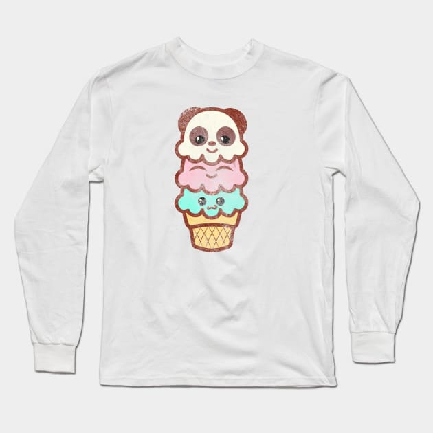 vintage Icecream ice cream cone women shirt kawaii cute panda bear art party anime T-Shirt Long Sleeve T-Shirt by theglaze